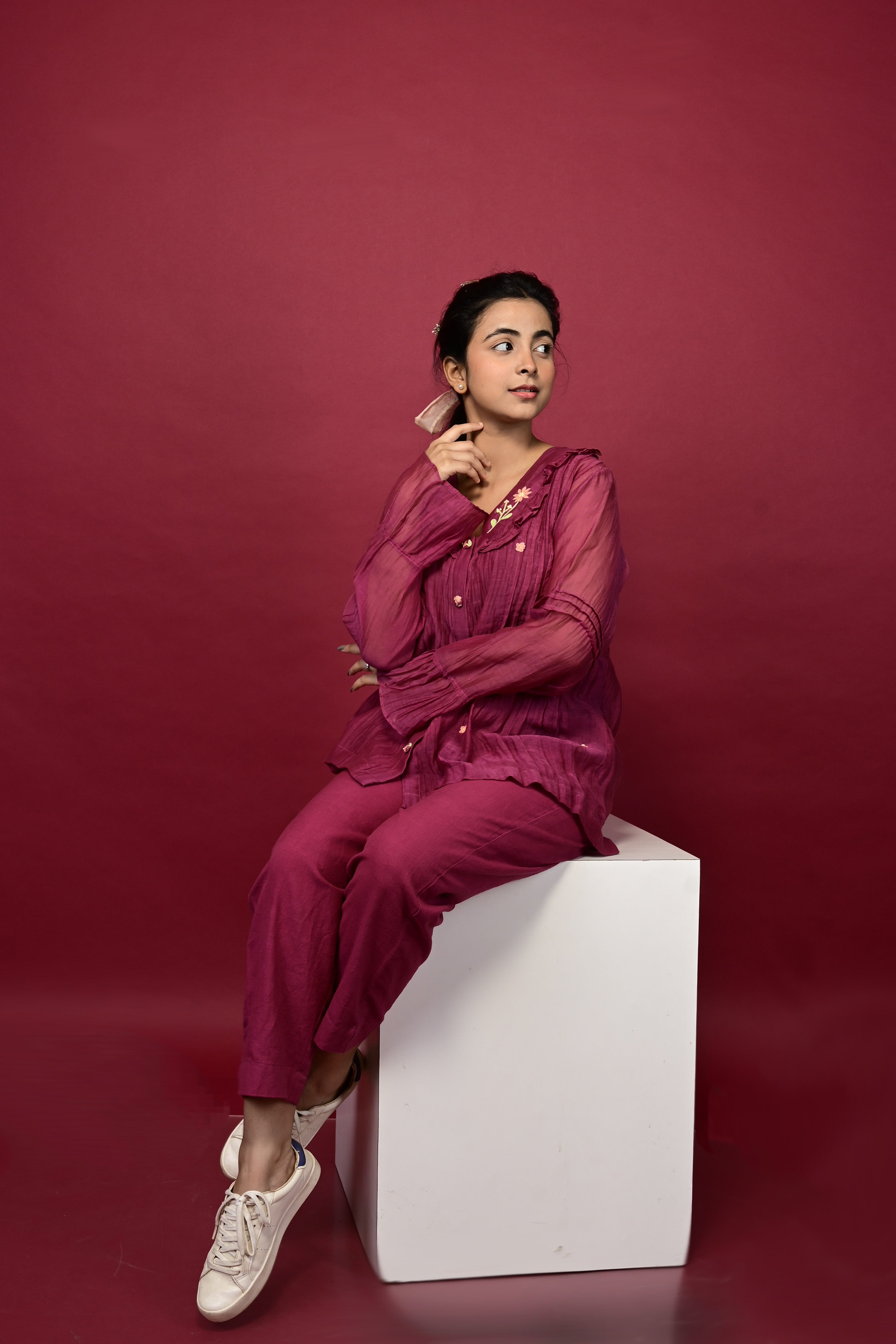 Holyhock Co-ord Set - Burgandy