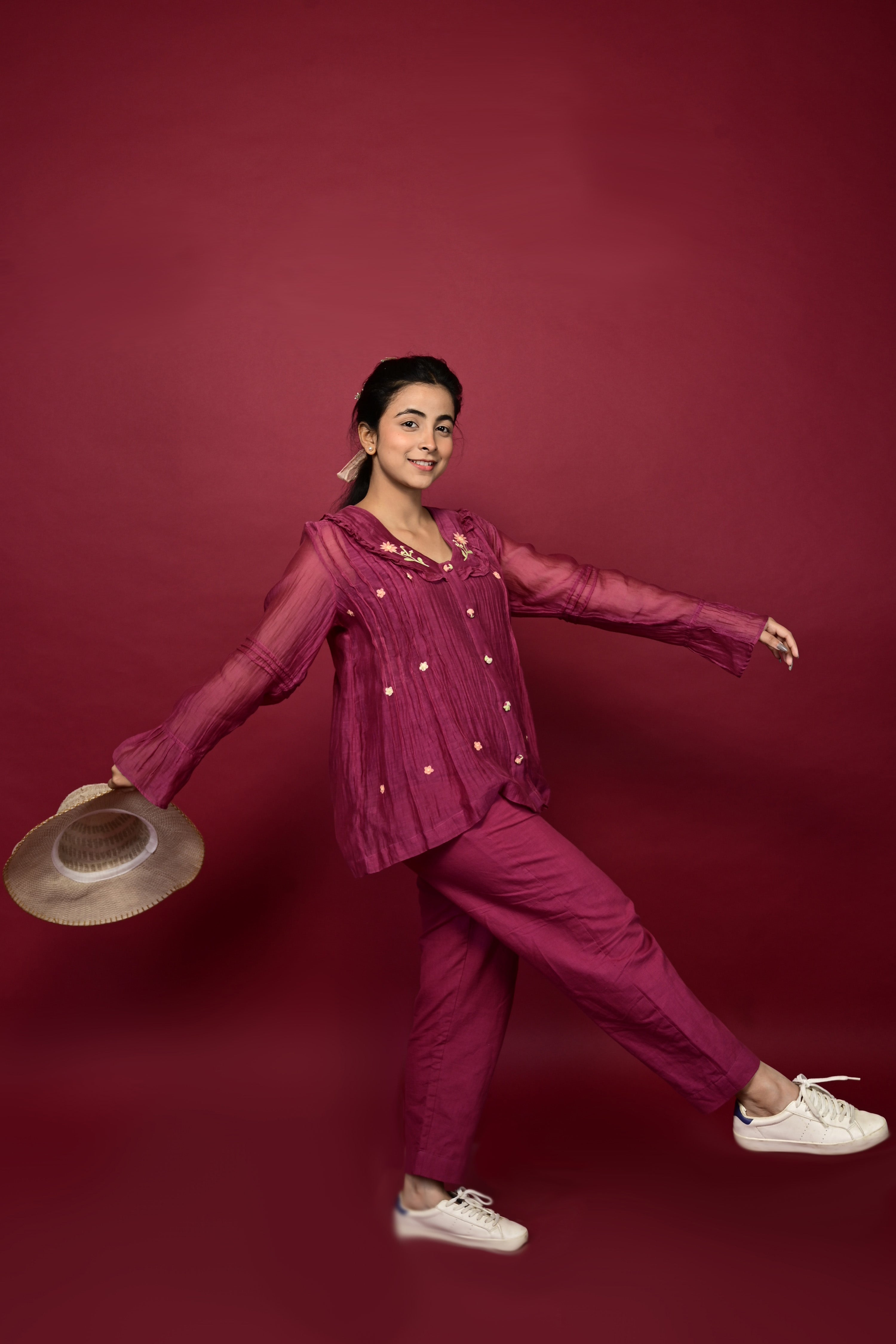 Holyhock Co-ord Set - Burgandy